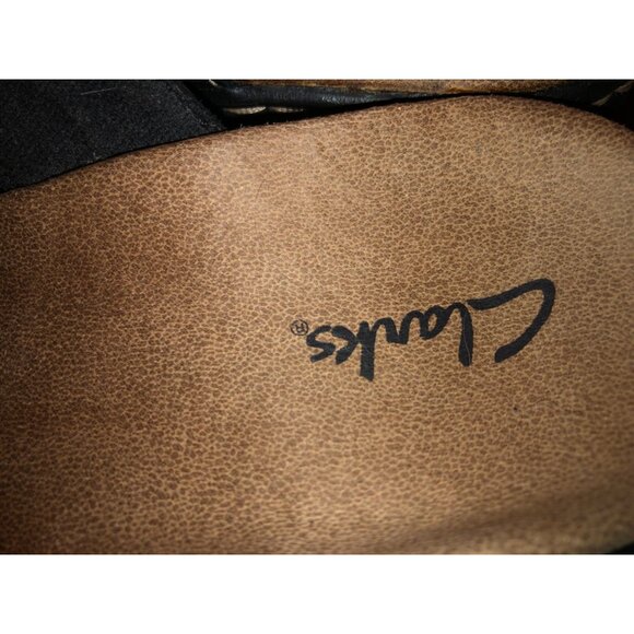 Clarks Womens Black Leather Strappy Slide Sandals With Stitch Detailing Size 7.5 - Picture 7 of 16